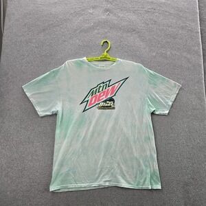 Mountain Dew Men Shirt LARGE Light Green Tie Dye Graphic Tee Logo